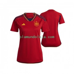 Camisola Espanha Mulher Equipamento Primeiro Copa do Mundo 2022 Manga Curta